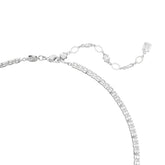 Matrix Y necklace, Mixed cuts, White, Rhodium plated
